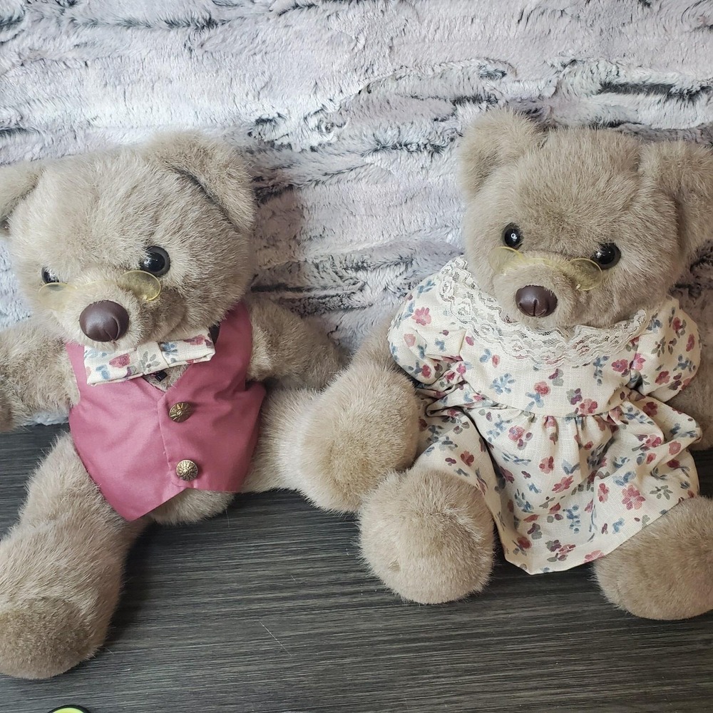 Vintage Applause‎ GRANMDA ROSIE & GRANDPA Teddy Bear Paur W/ Glasses